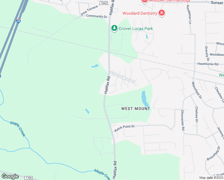 map of restaurants, bars, coffee shops, grocery stores, and more near 169 South King Charles Court in Rocky Mount
