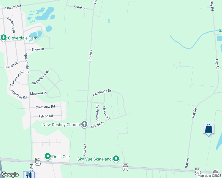 map of restaurants, bars, coffee shops, grocery stores, and more near 1324 Centipede Drive in Rocky Mount