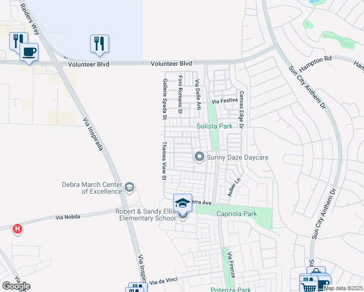 map of restaurants, bars, coffee shops, grocery stores, and more near 3217 Iris Fields Avenue in Henderson