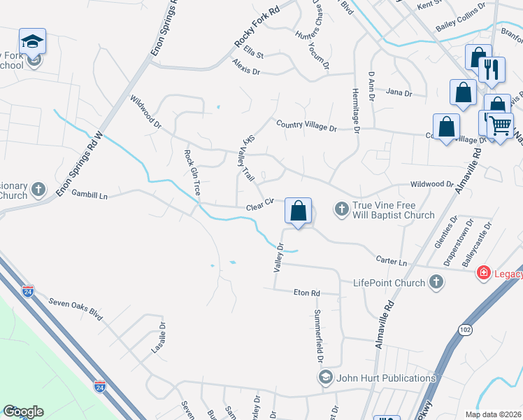 map of restaurants, bars, coffee shops, grocery stores, and more near 558 Carter Lane in Smyrna