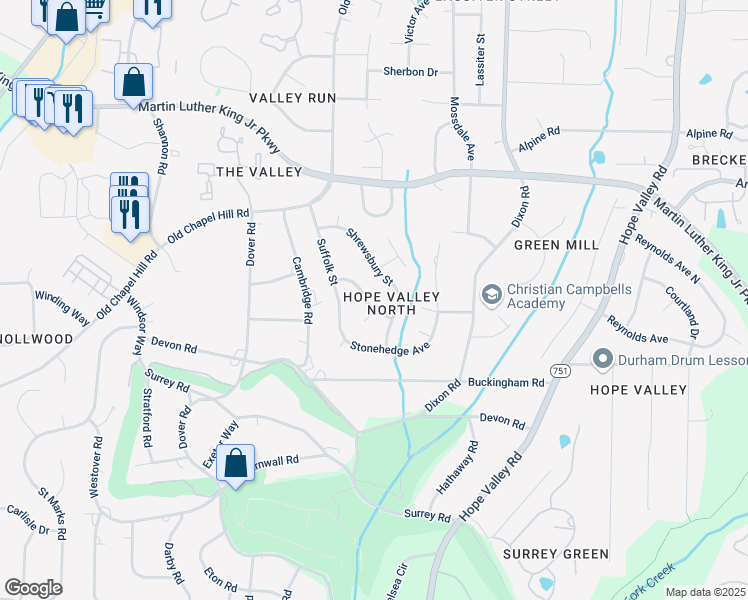 map of restaurants, bars, coffee shops, grocery stores, and more near 4 Herrick Place in Durham
