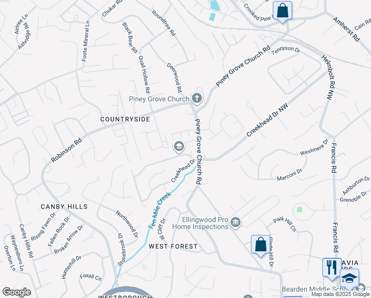 map of restaurants, bars, coffee shops, grocery stores, and more near 2434 Glen Meadow Road in Knoxville