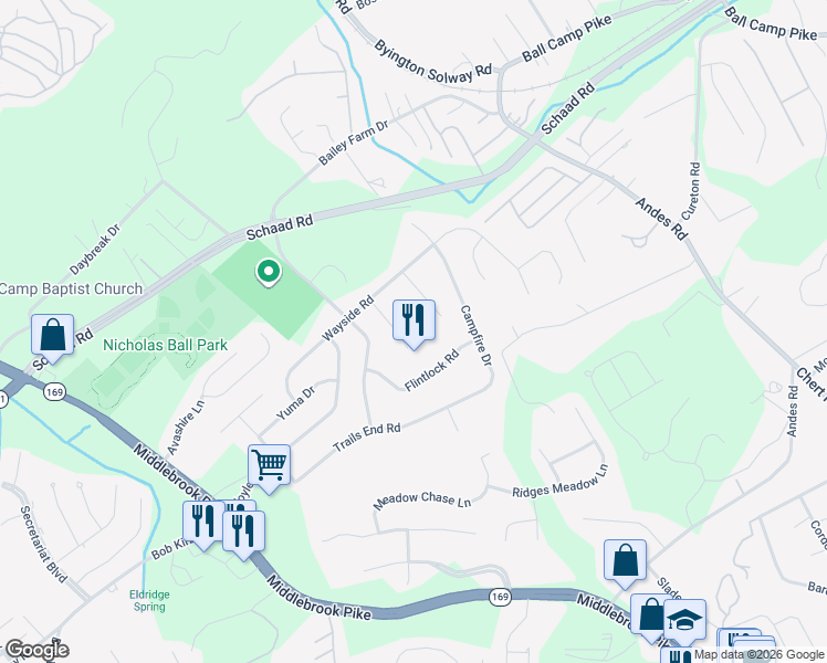 map of restaurants, bars, coffee shops, grocery stores, and more near 1702 Oxbow Lane in Knoxville