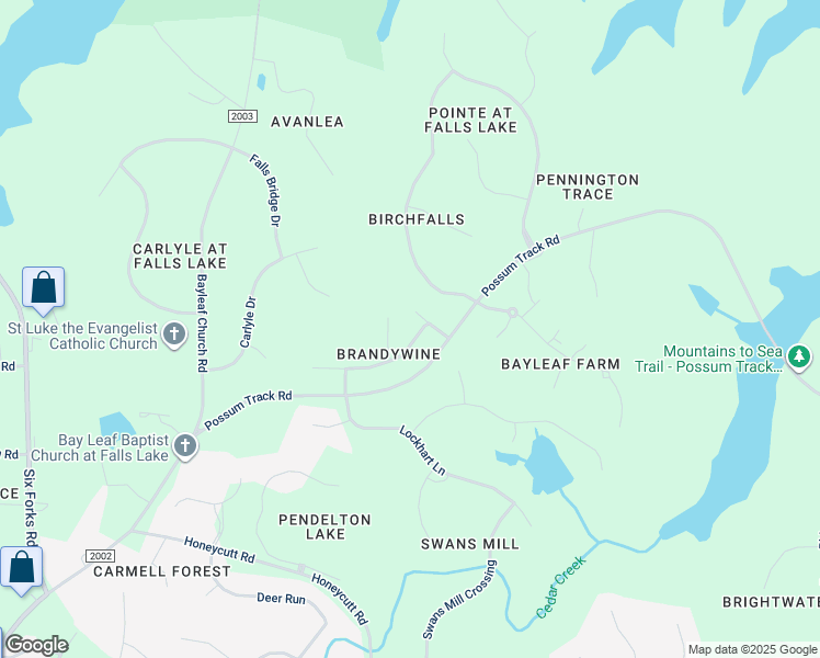 map of restaurants, bars, coffee shops, grocery stores, and more near 609 Brandywine Circle in Raleigh