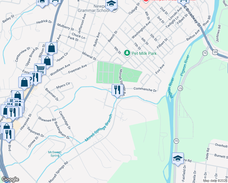 map of restaurants, bars, coffee shops, grocery stores, and more near 565 Netherton Drive in Newport