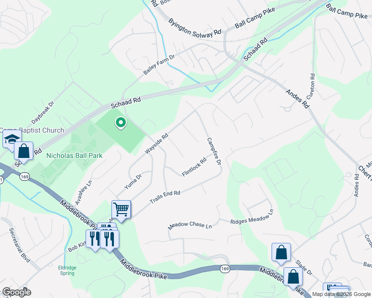 map of restaurants, bars, coffee shops, grocery stores, and more near 1702 Oxbow Lane in Knoxville