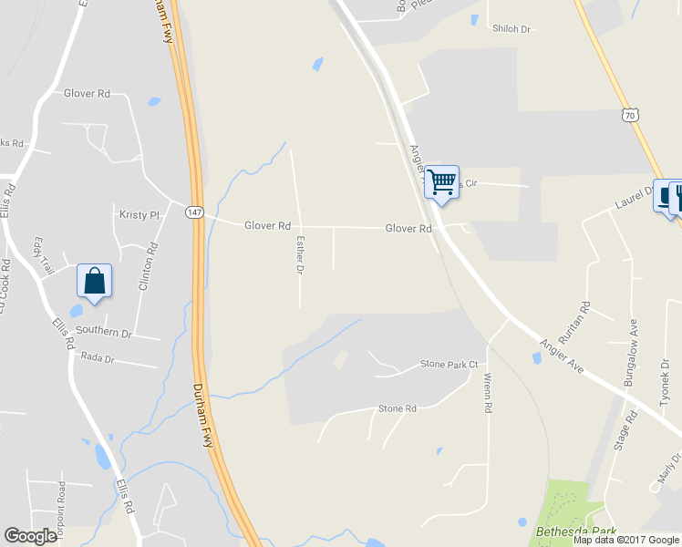 map of restaurants, bars, coffee shops, grocery stores, and more near 3625 Crafton Street in Durham