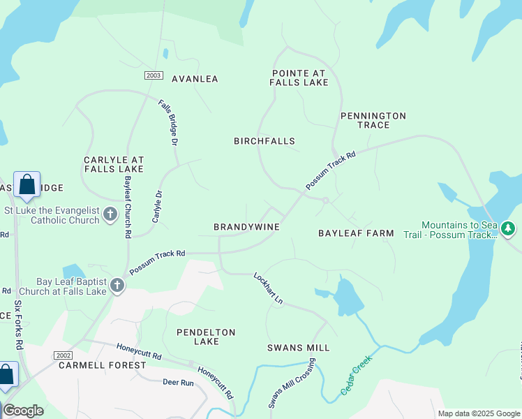 map of restaurants, bars, coffee shops, grocery stores, and more near 609 Brandywine Circle in Raleigh