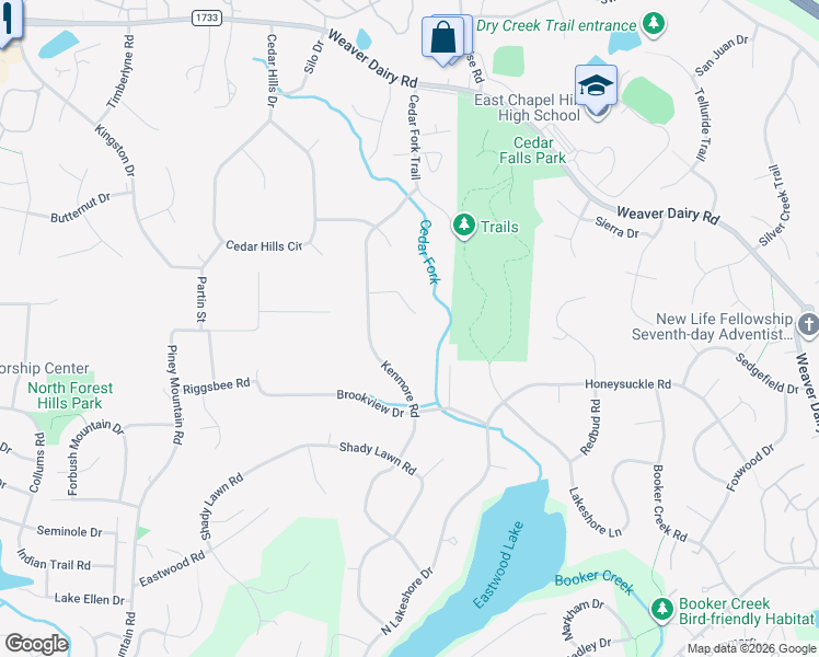 map of restaurants, bars, coffee shops, grocery stores, and more near 806 Kenmore Road in Chapel Hill