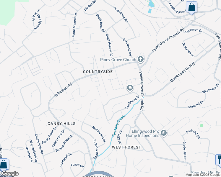 map of restaurants, bars, coffee shops, grocery stores, and more near 2000 Countryhill Lane in Knoxville