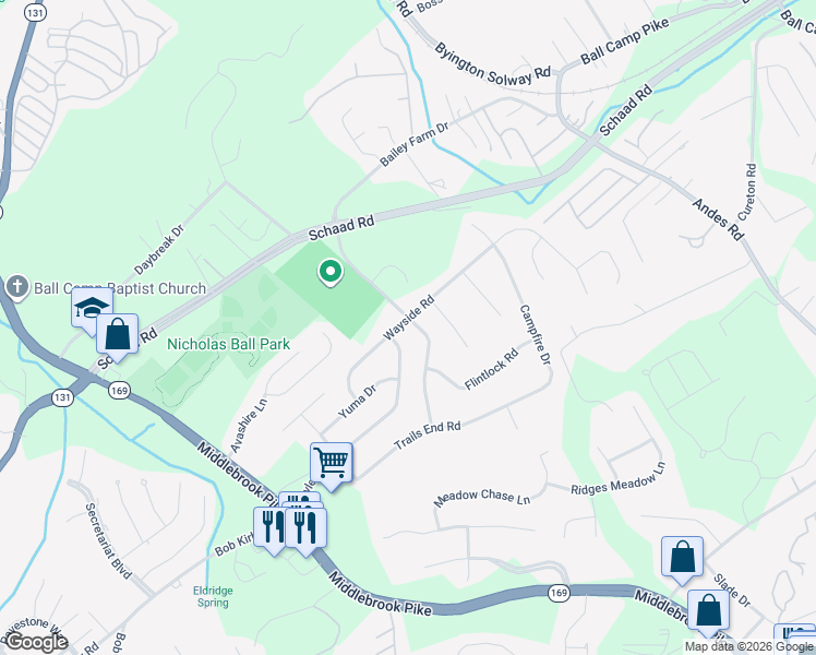 map of restaurants, bars, coffee shops, grocery stores, and more near 9412 Hoyle Beals Drive in Knoxville