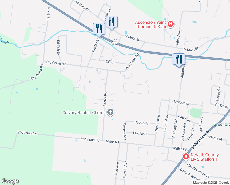 map of restaurants, bars, coffee shops, grocery stores, and more near 782 Foster Road in Smithville