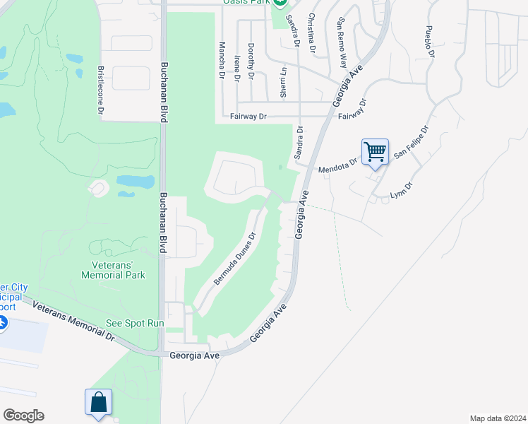 map of restaurants, bars, coffee shops, grocery stores, and more near 1569 Bermuda Dunes Drive in Boulder City