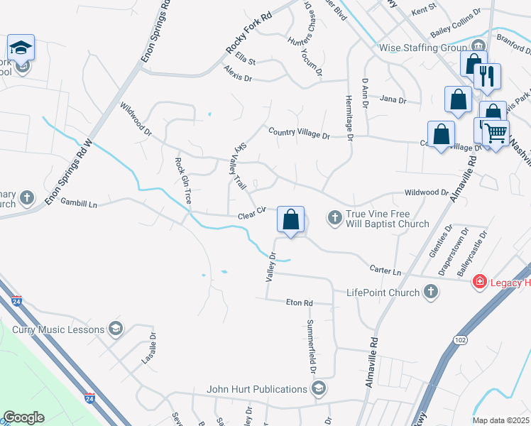 map of restaurants, bars, coffee shops, grocery stores, and more near 621 Clear Circle in Smyrna