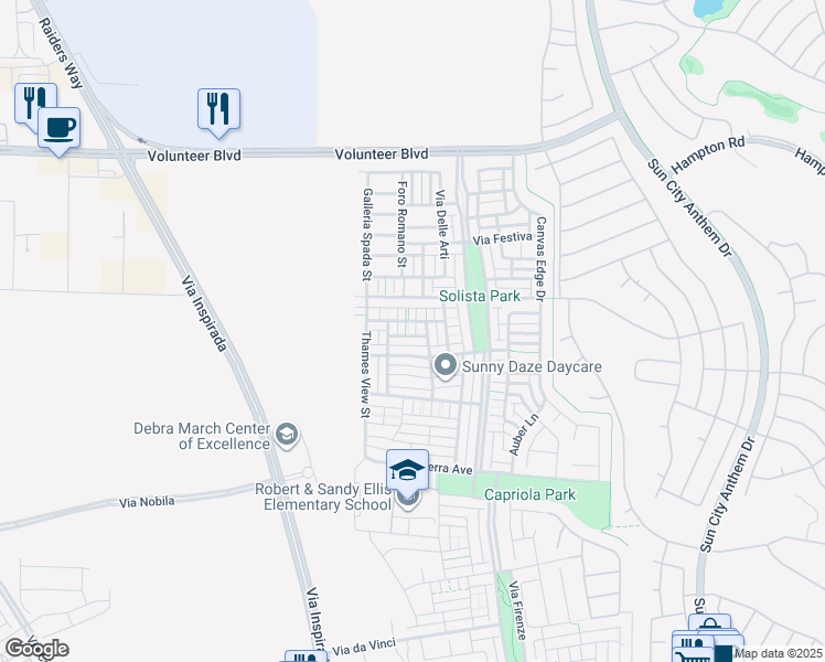 map of restaurants, bars, coffee shops, grocery stores, and more near 2028 Painted Glass Walk in Henderson