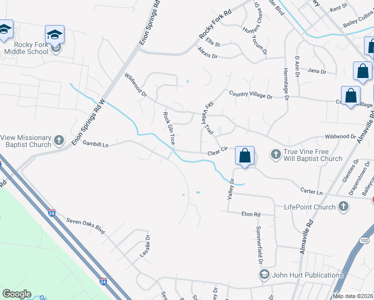 map of restaurants, bars, coffee shops, grocery stores, and more near 102 Haas Court in Smyrna