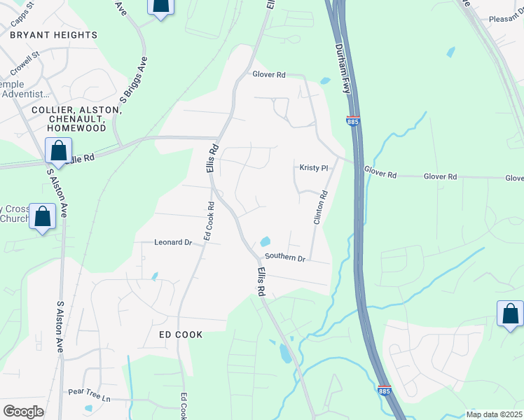 map of restaurants, bars, coffee shops, grocery stores, and more near 302 Carywood Drive in Durham