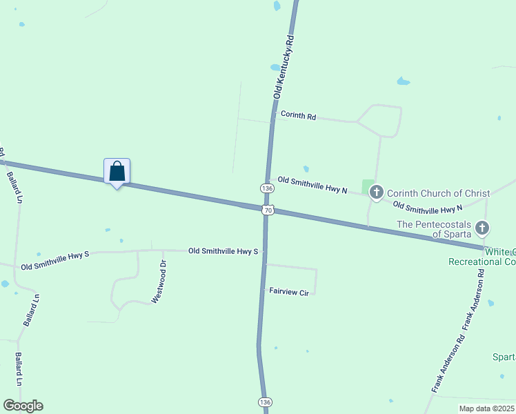 map of restaurants, bars, coffee shops, grocery stores, and more near 5274 Smithville Highway in Sparta