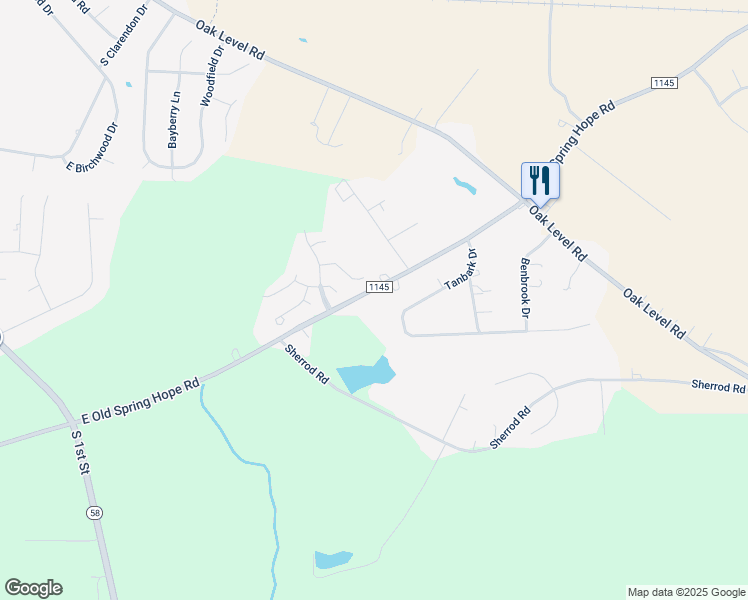 map of restaurants, bars, coffee shops, grocery stores, and more near 2739 East Old Spring Hope Road in Nashville