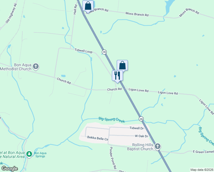 map of restaurants, bars, coffee shops, grocery stores, and more near 10231 North Tidwell Road in Bon Aqua