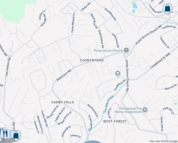 map of restaurants, bars, coffee shops, grocery stores, and more near 2111 Silverbrook Drive in Knoxville