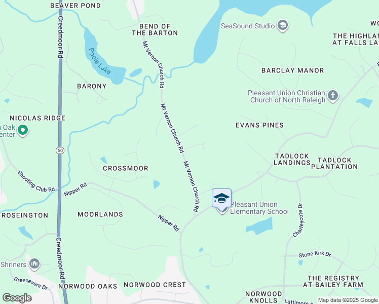 map of restaurants, bars, coffee shops, grocery stores, and more near 1932 Mount Vernon Church Road in Raleigh
