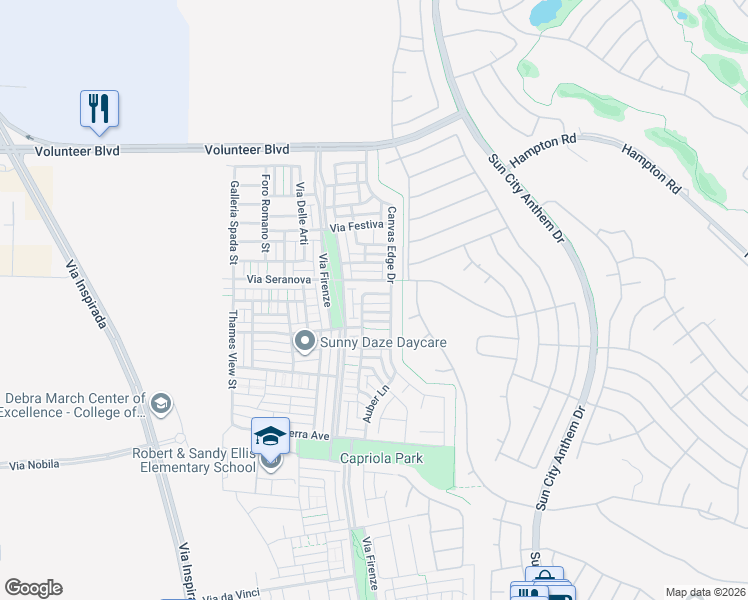 map of restaurants, bars, coffee shops, grocery stores, and more near 3136 Valadon Avenue in Henderson
