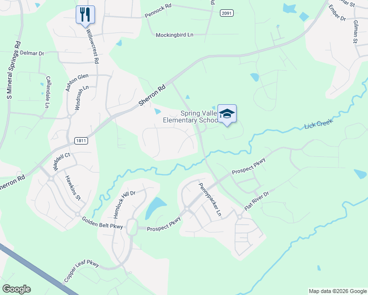map of restaurants, bars, coffee shops, grocery stores, and more near 1806 Round Rock Boulevard in Durham