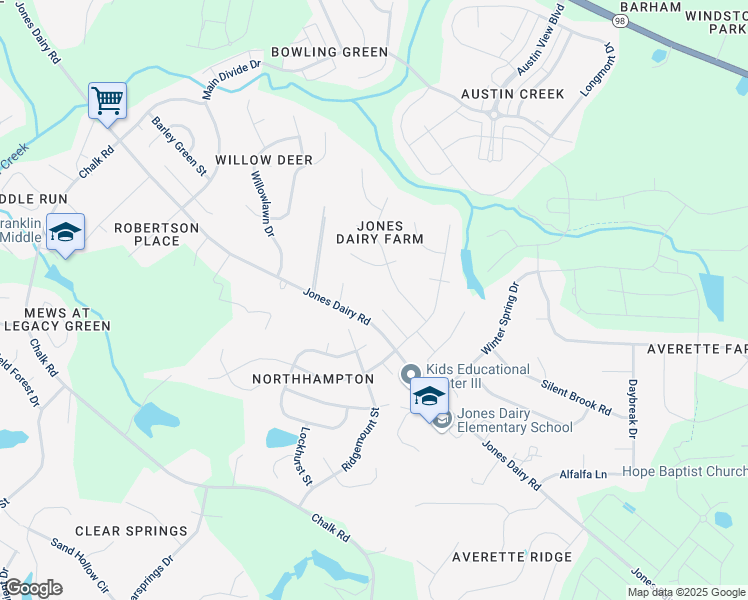 map of restaurants, bars, coffee shops, grocery stores, and more near 1000 Hornbuckle Court in Wake Forest