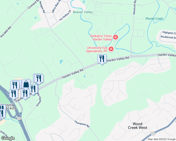 map of restaurants, bars, coffee shops, grocery stores, and more near 10330 Hardin Valley Road in Knoxville