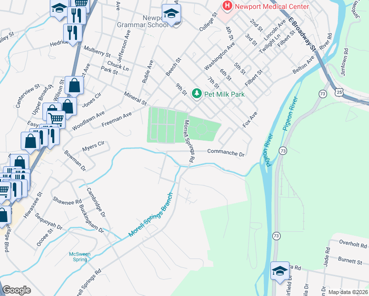 map of restaurants, bars, coffee shops, grocery stores, and more near 584 Netherton Drive in Newport