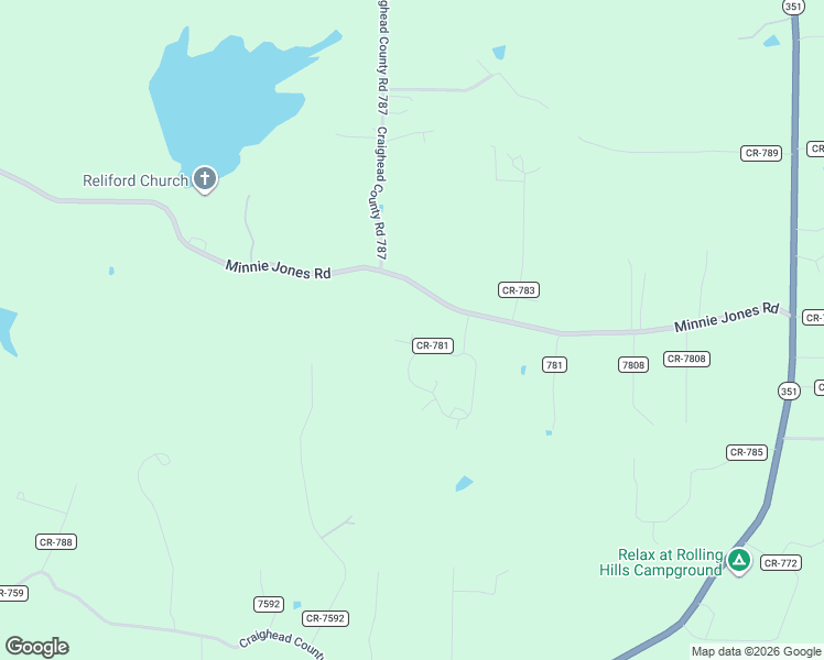 map of restaurants, bars, coffee shops, grocery stores, and more near 178 County Road 781 in Jonesboro
