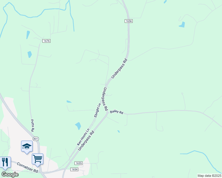 map of restaurants, bars, coffee shops, grocery stores, and more near 536 Underpass Road in Advance