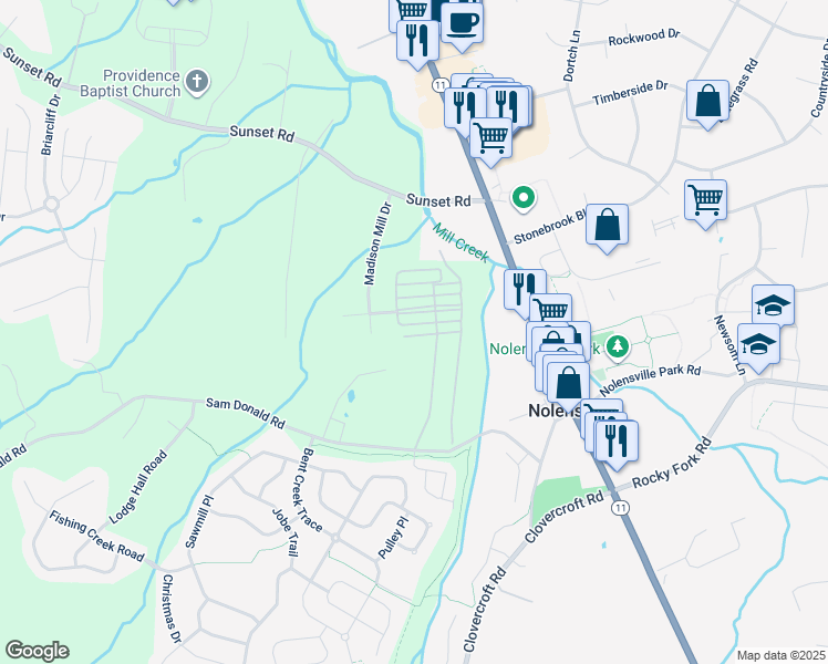 map of restaurants, bars, coffee shops, grocery stores, and more near 330 Gleaves LN in Nolensville
