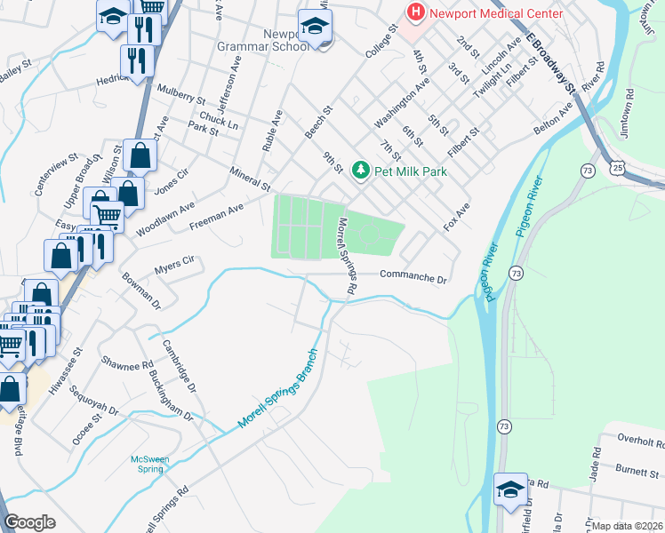 map of restaurants, bars, coffee shops, grocery stores, and more near 584 Netherton Drive in Newport