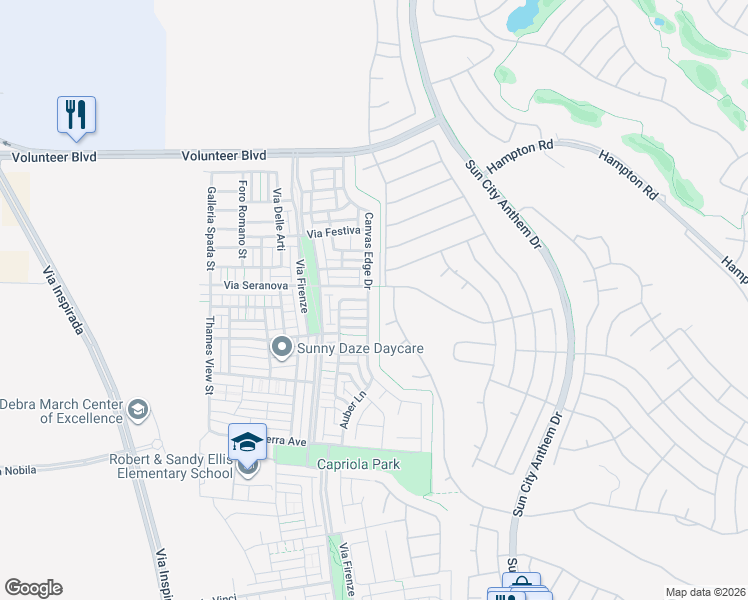 map of restaurants, bars, coffee shops, grocery stores, and more near 2012 Canvas Edge Drive in Henderson