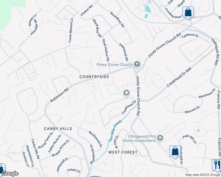 map of restaurants, bars, coffee shops, grocery stores, and more near 2008 Belle Terra Road in Knoxville