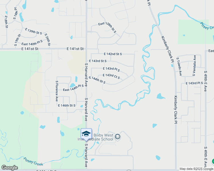 map of restaurants, bars, coffee shops, grocery stores, and more near 3590 East 144th Street in Bixby