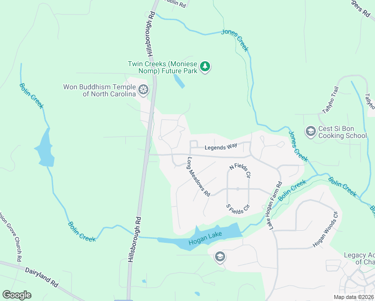 map of restaurants, bars, coffee shops, grocery stores, and more near 707 Long Meadows Road in Chapel Hill