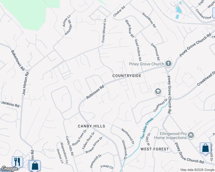 map of restaurants, bars, coffee shops, grocery stores, and more near 2148 Pine Meade Road in Knoxville