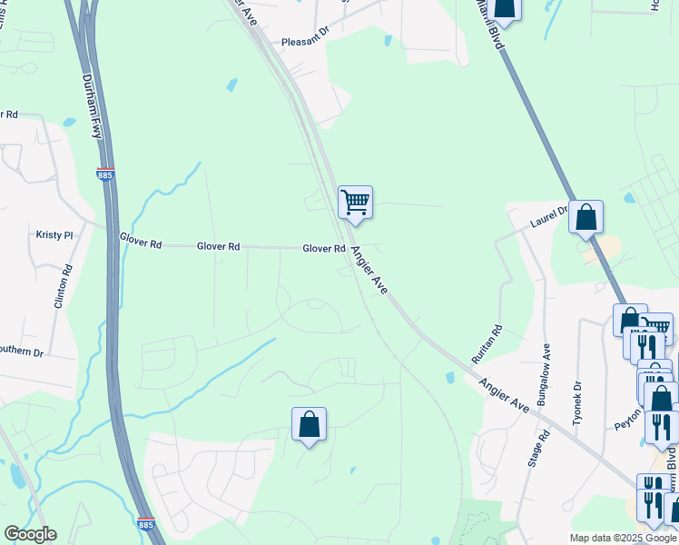map of restaurants, bars, coffee shops, grocery stores, and more near 3708 Rigsbee Road in Durham