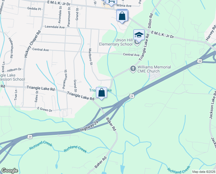 map of restaurants, bars, coffee shops, grocery stores, and more near 3301 Triangle Lake Road in High Point