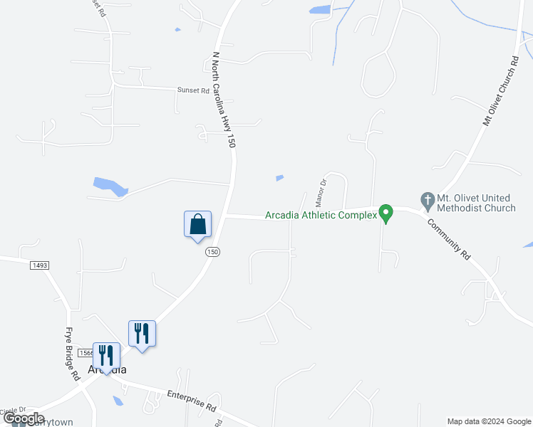 map of restaurants, bars, coffee shops, grocery stores, and more near 1630 Community Road in Lexington