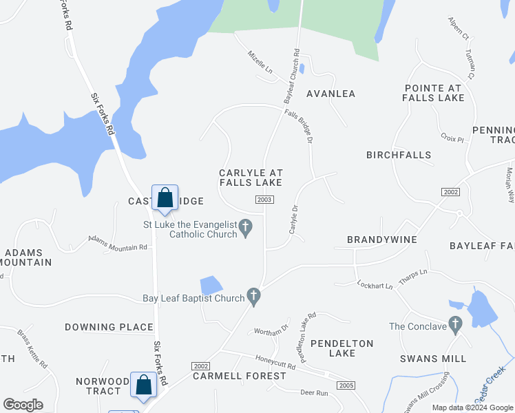 map of restaurants, bars, coffee shops, grocery stores, and more near 6004 Crescent Knoll Drive in Raleigh