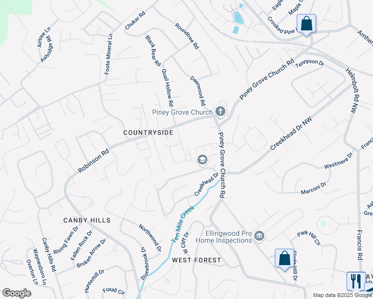 map of restaurants, bars, coffee shops, grocery stores, and more near 2114 Belle Terra Rd in Knoxville