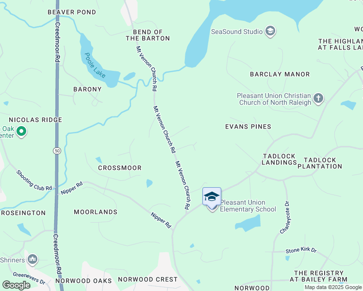 map of restaurants, bars, coffee shops, grocery stores, and more near 2000 Mount Vernon Church Road in Raleigh