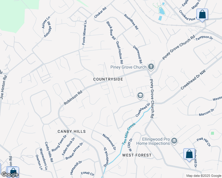 map of restaurants, bars, coffee shops, grocery stores, and more near 2043 Countryhill Ln, in Knoxville