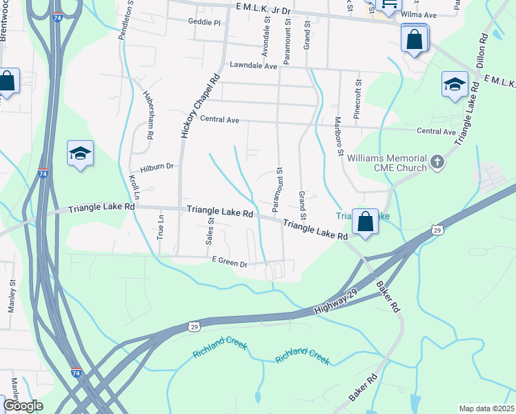 map of restaurants, bars, coffee shops, grocery stores, and more near 2704 Reginald Court in High Point