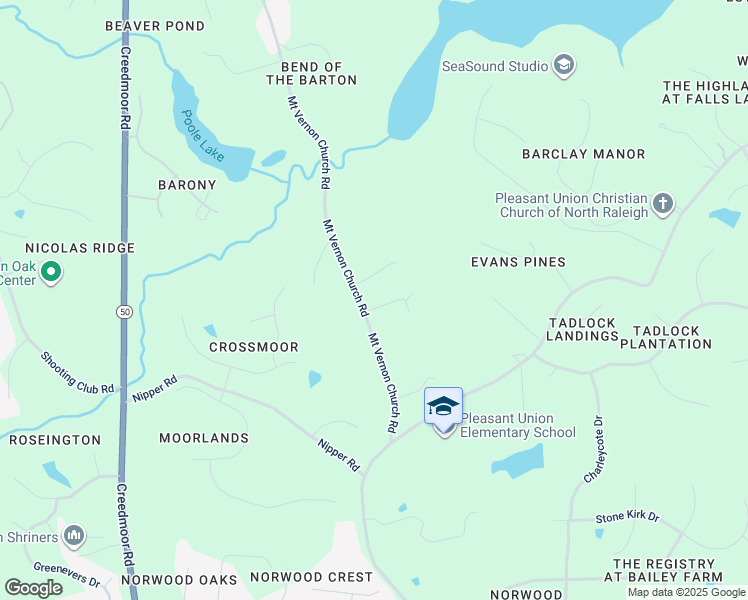map of restaurants, bars, coffee shops, grocery stores, and more near 2000 Mount Vernon Church Road in Raleigh