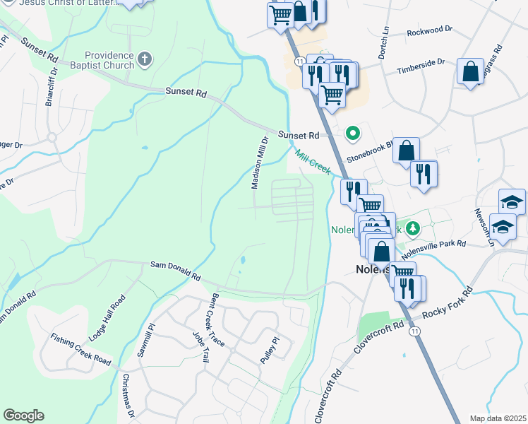 map of restaurants, bars, coffee shops, grocery stores, and more near 330 Gleaves LN in Nolensville